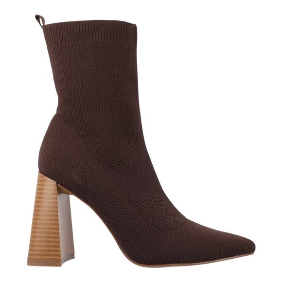 Journee Collection Women's Noralinn Knit Flared Heel Dress Booties Brown Size 8 - Picture 2 of 4